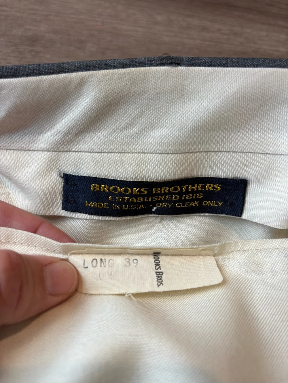 Brooks Brothers Gray Dress Trousers Pants with Brace Buttons for Suspenders